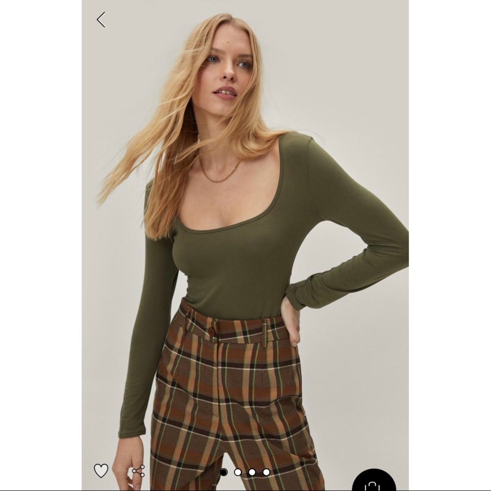 NWT Olive Green Square Neck Body Suit